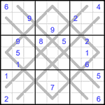 Судоку-аргайл 9х9 #13 очень трудный