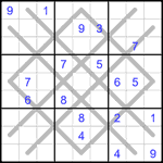 Судоку-аргайл 9х9 #21 очень трудный