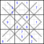 Судоку-аргайл 9х9 #22 очень трудный