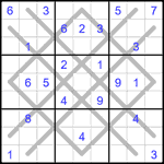 Судоку-аргайл 9х9 #24 очень трудный