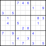 Судоку 9х9 #2097 трудный