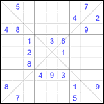 Судоку Х 9х9 #362 очень трудный