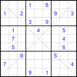 Судоку Х 9х9 #365 очень трудный