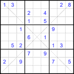 Судоку Х 9х9 #367 очень трудный