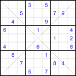 Судоку Х 9х9 #368 очень трудный
