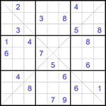 Судоку Х 9х9 #370 очень трудный