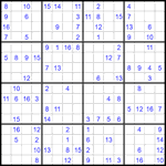 Судоку 16х16 #73 очень трудный