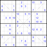 Судоку Х 12х12 #66 трудный