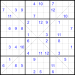Судоку Х 12х12 #67 трудный