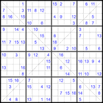 Судоку Х 16х16 #66 трудный