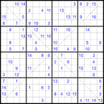 Судоку Х 16х16 #67 трудный