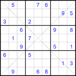 Судоку Х 9х9 #376 трудный