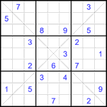 Судоку Х 9х9 #373 очень трудный