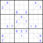 Судоку Х 9х9 #375 очень трудный