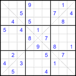 Судоку Х 9х9 #376 очень трудный