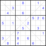 Судоку Х 9х9 #378 очень трудный