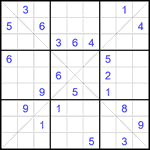 Судоку Х 9х9 #380 очень трудный