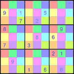 Судоку-мозаика 9х9 #39 очень трудный