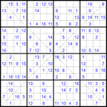 Судоку Х 16х16 #85 легкий