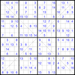 Судоку Х 16х16 #86 легкий