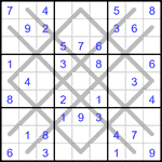 Судоку-аргайл 9х9 #32 легкий Судоку-аргайл 9х9 #32 легкий