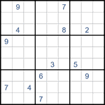 Судоку “Ход конем” 9х9 #32 очень трудный Судоку “Ход конем” 9х9 #32 очень трудный