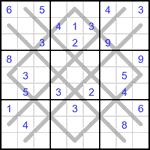 Судоку-аргайл 9х9 #44 очень трудный