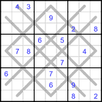 Судоку-аргайл 9х9 #45 очень трудный