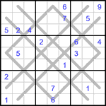 Судоку-аргайл 9х9 #50 очень трудный