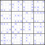 Судоку 16х16 #92 очень трудный