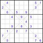 Судоку Х 9х9 #402 трудный