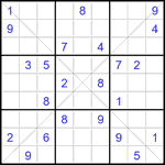 Судоку Х 9х9 #402 очень трудный